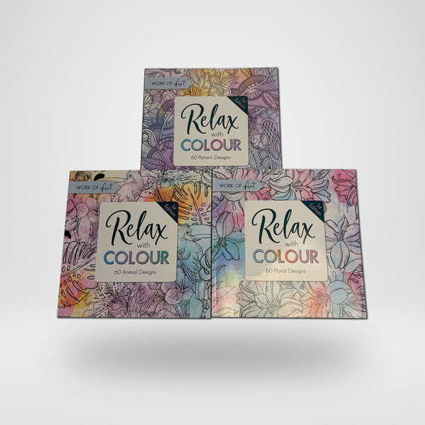 Colour Therapy Adult Colouring Books, Series 1 Floral Animal Pattern - Set of 3 Books
