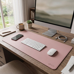 Vegan Leather Desk Mat - Pink (90cm × 40cm)
