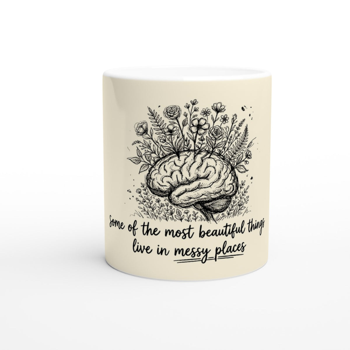 Floral Heart Mug - Cream