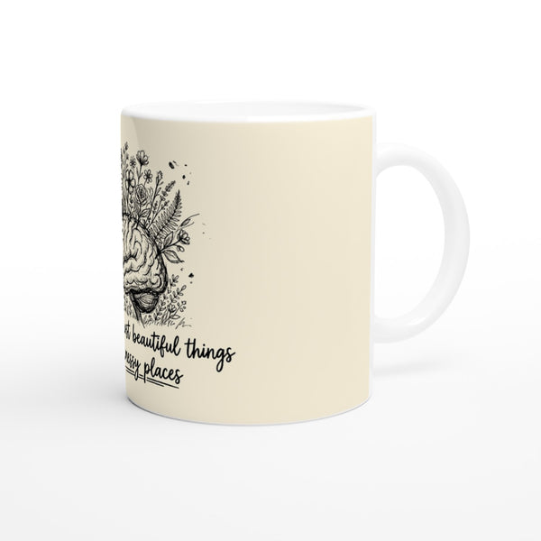 Floral Heart Mug - Cream