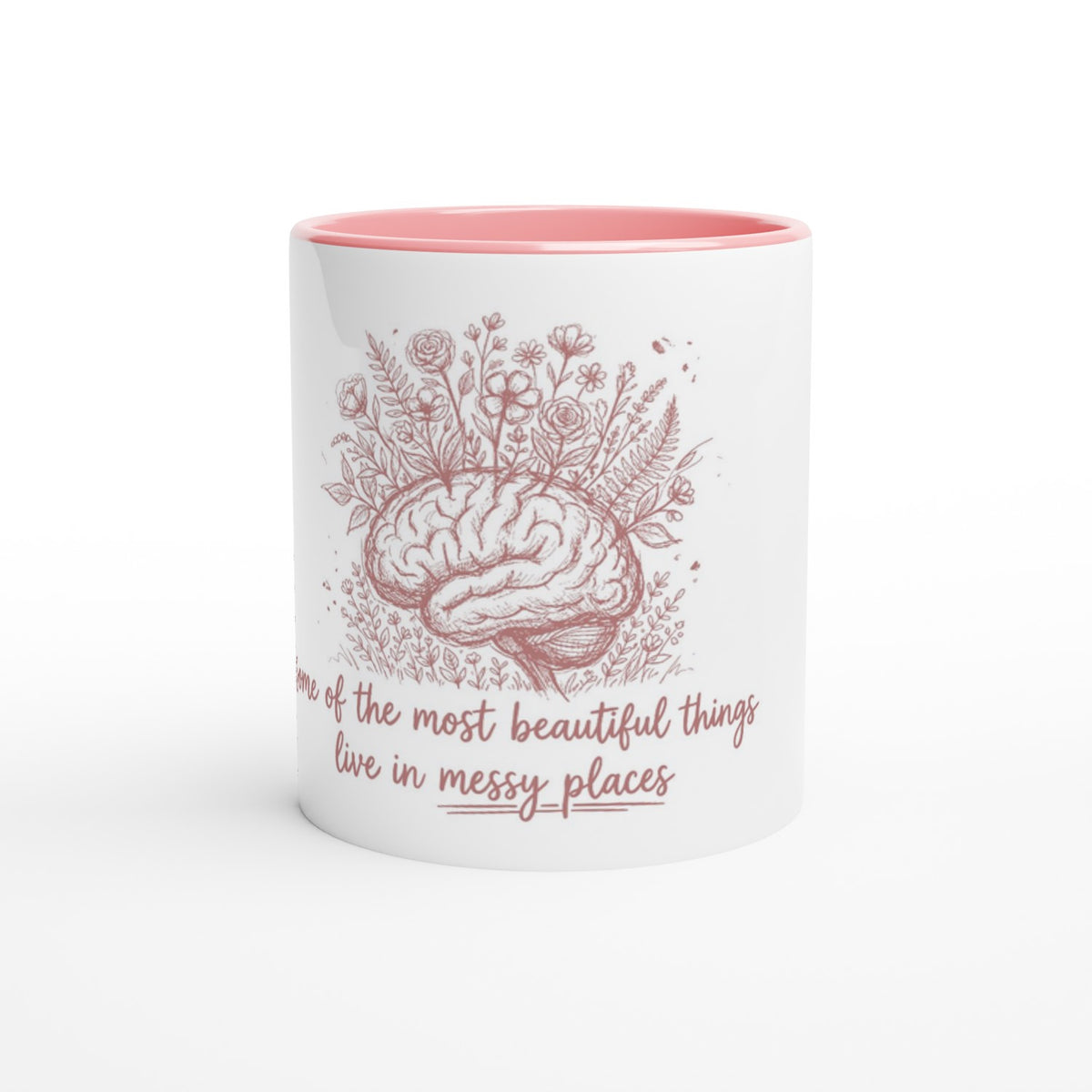 Floral Heart Mug - Pink