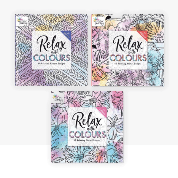 Colour Therapy Adult Colouring Books, Series 1 Floral Animal Pattern - Set of 3 Books