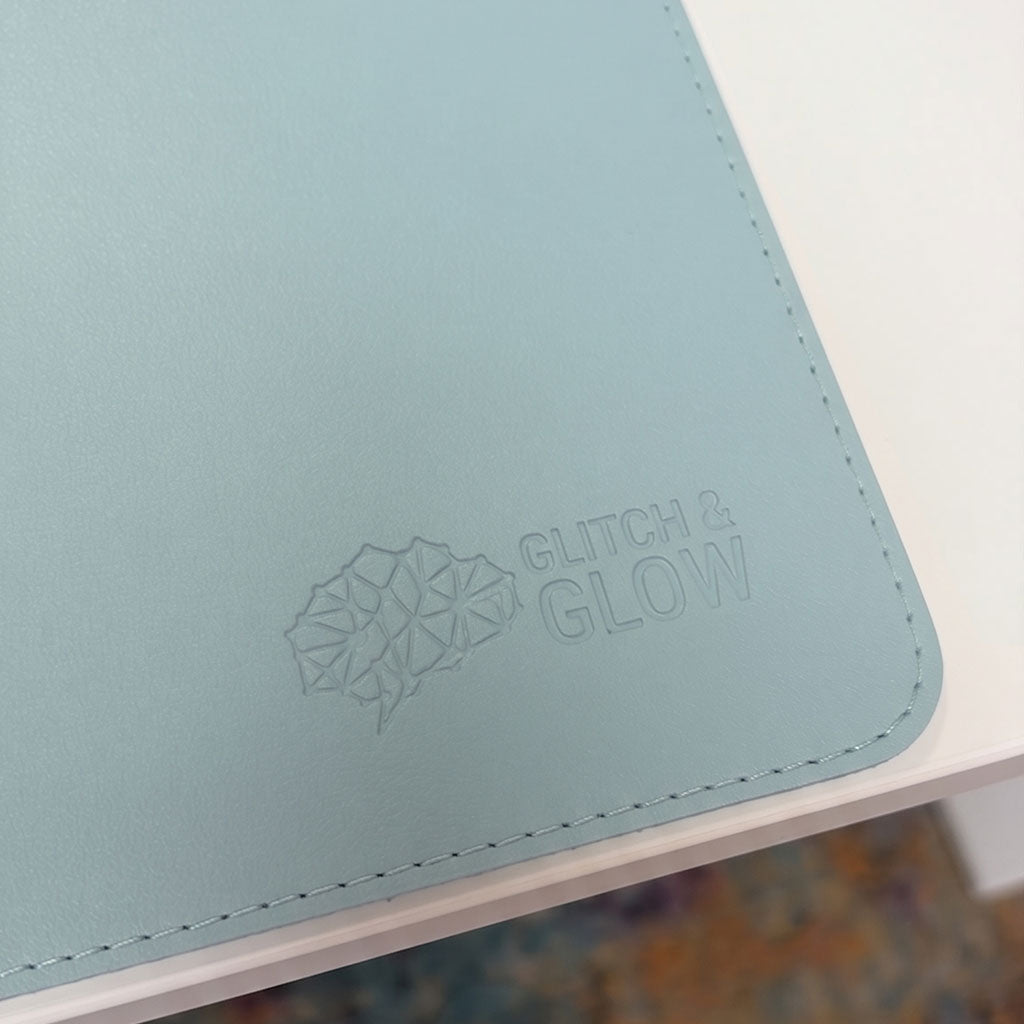 Vegan Leather Desk Mat - Light Blue (90cm × 40cm)