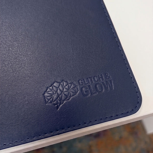 Vegan Leather Desk Mat - Navy Blue (90cm × 40cm)